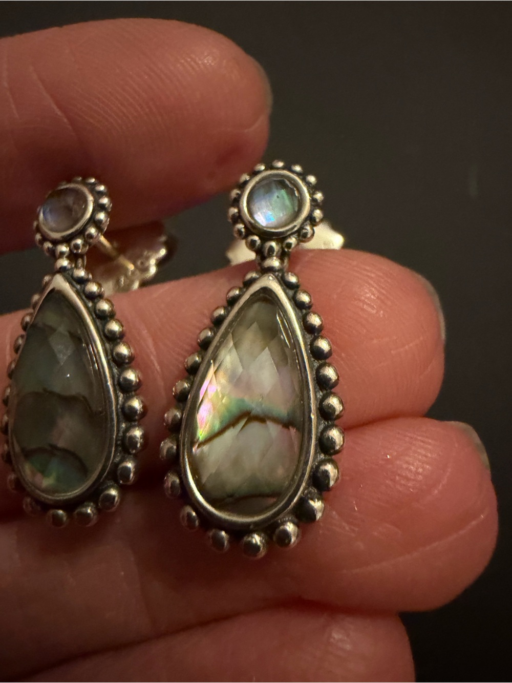 Lagos Maya abalone teardrop earrings - Picture 2 of 4